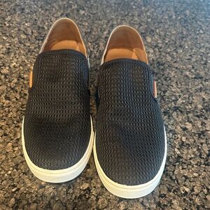 OluKai Black Mesh Slip-On Loafers